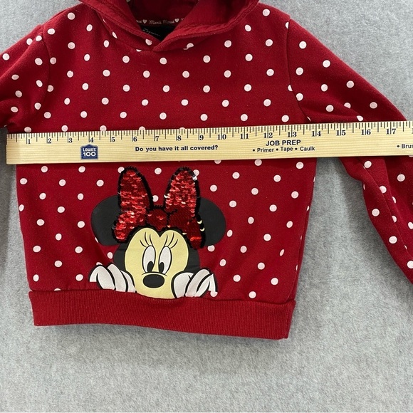 Disney Kids Minnie Mouse Hoodie Sweatshirt Red Polka Dot Sequins Size 5-6 yr GUC - Picture 7 of 12